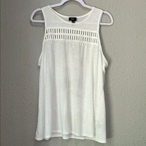 White Ribbed Sleeveless Tank Top